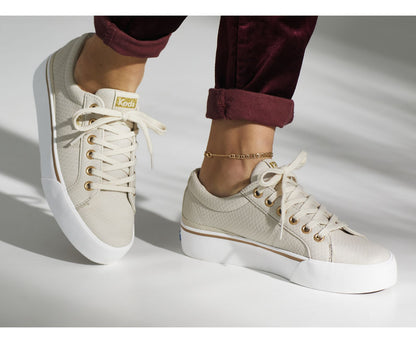 Keds Women Jump Kick Duo Vegan Soft Buck + Croc Emboss