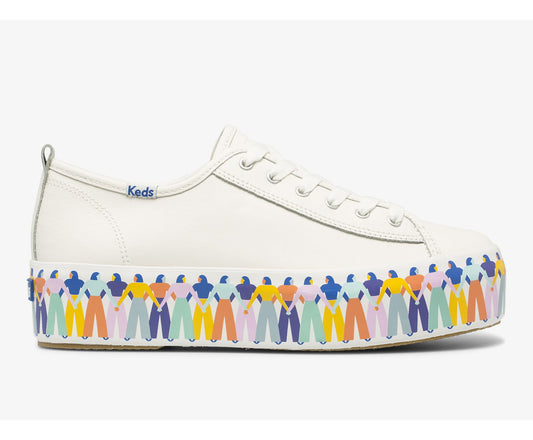 Keds Women Triple Up Leather Rainbow People