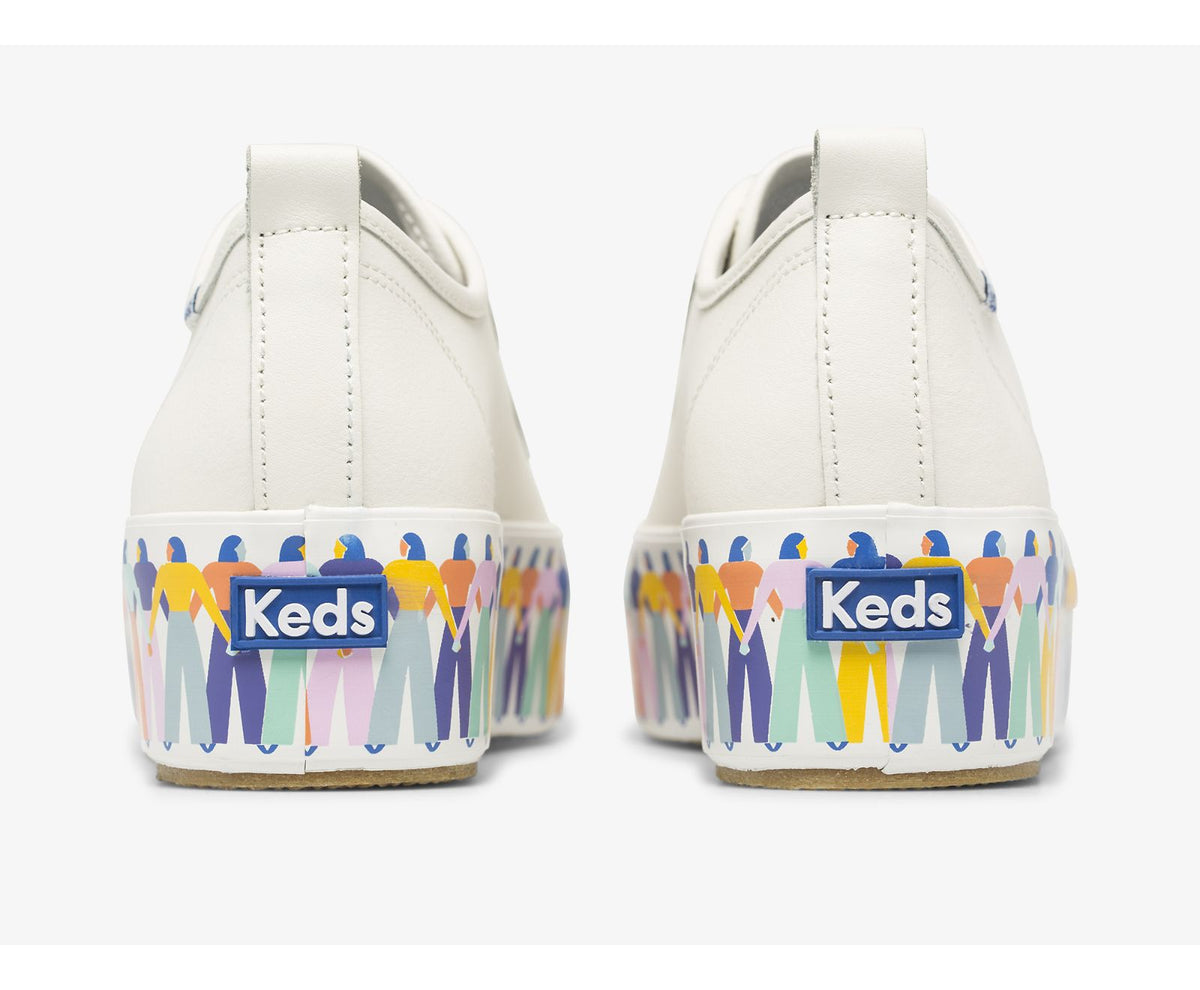 Keds Women Triple Up Leather Rainbow People