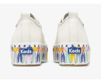 Keds Women Triple Up Leather Rainbow People