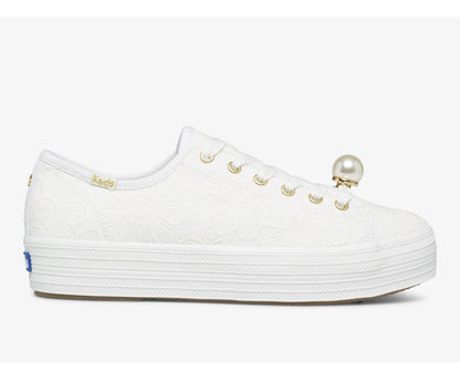 Keds Women Keds x ksny Triple Kick Floral Eyelet Pearls
